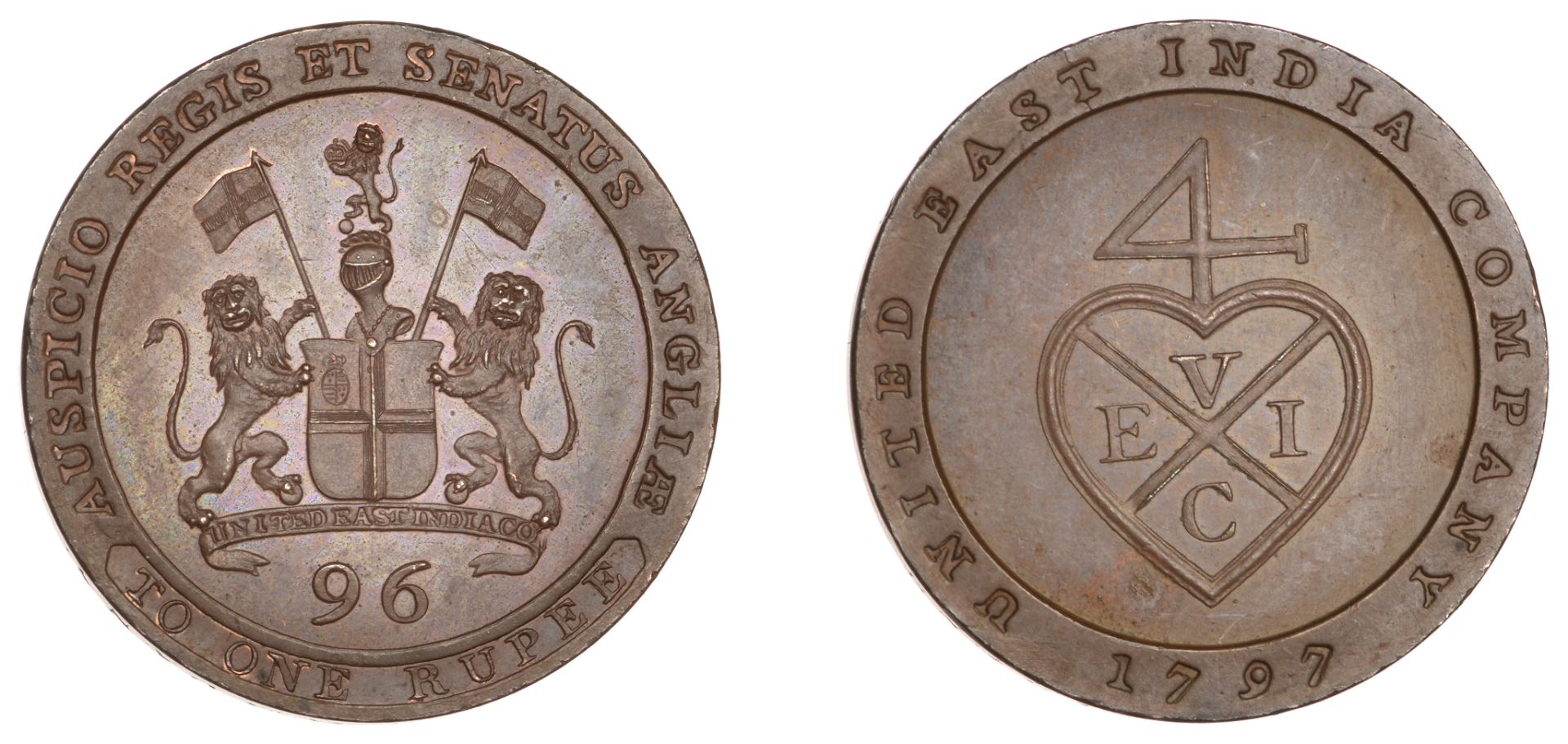 East India Company, Madras Presidency, Northern Circars: European style coinages, Soho, bron...