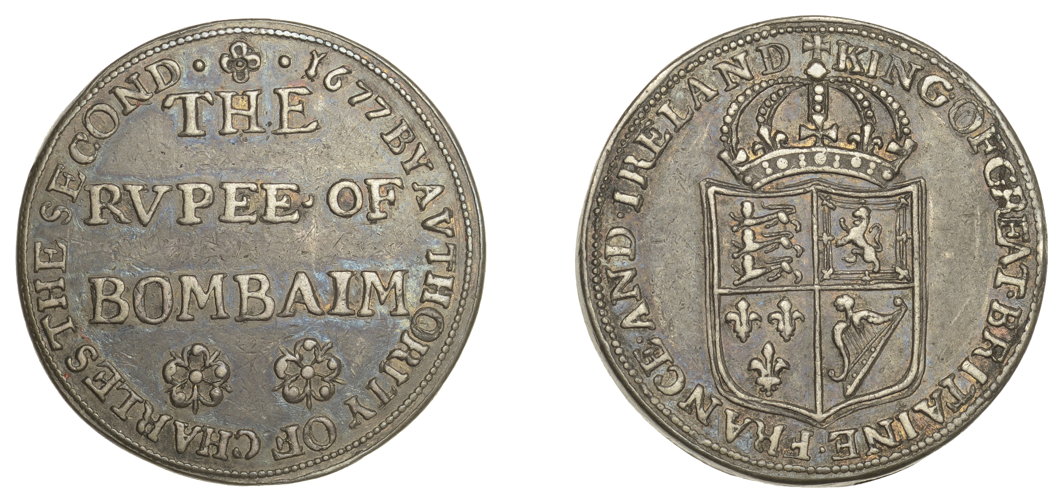 East India Company, Bombay Presidency, Early coinages: English design, silver Pattern Rupee...