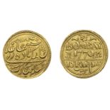 East India Company, Bombay Presidency, Early coinages: English design, gold 15 Rupees, 1184h...