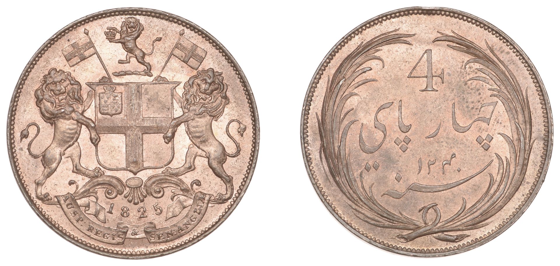 East India Company, Madras Presidency, Later coinages 1812-35, Royal Mint, London, copper 4...