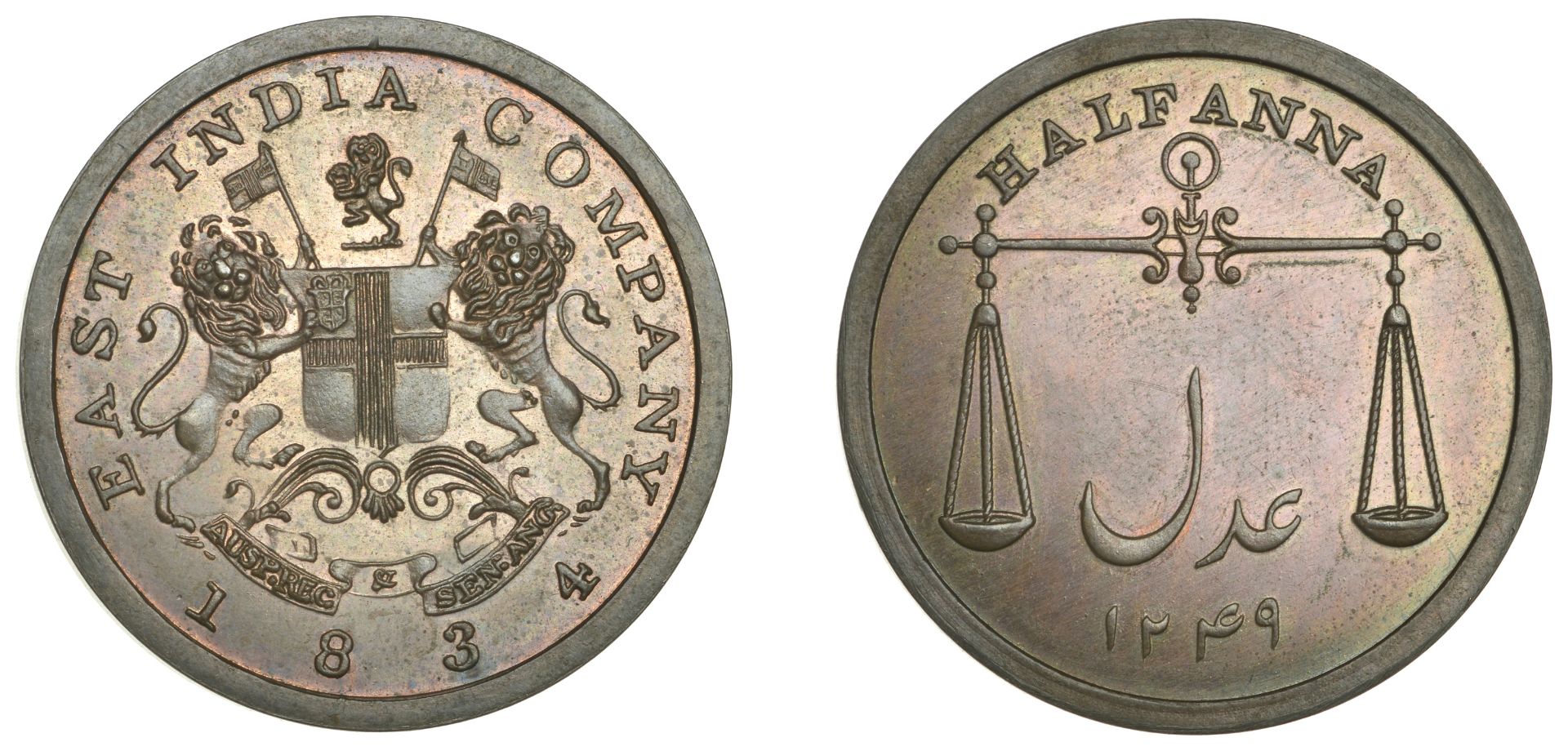 East India Company, Bombay Presidency, Later Uniform coinages, 1830-5, Calcutta dies, copper...