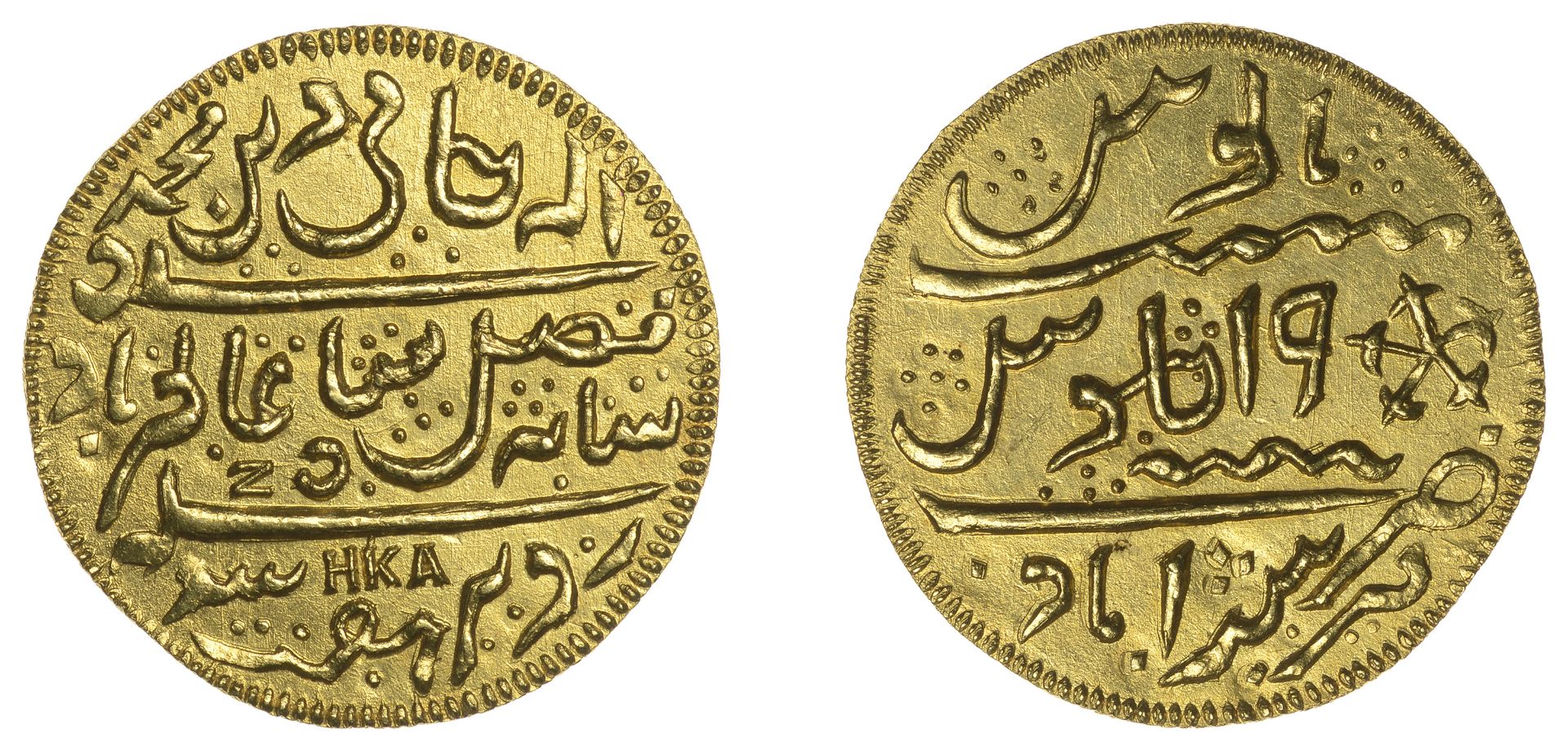 East India Company, Bengal Presidency, A jeweller's copy of a Murshidabad gold Mohur, yr 19,...