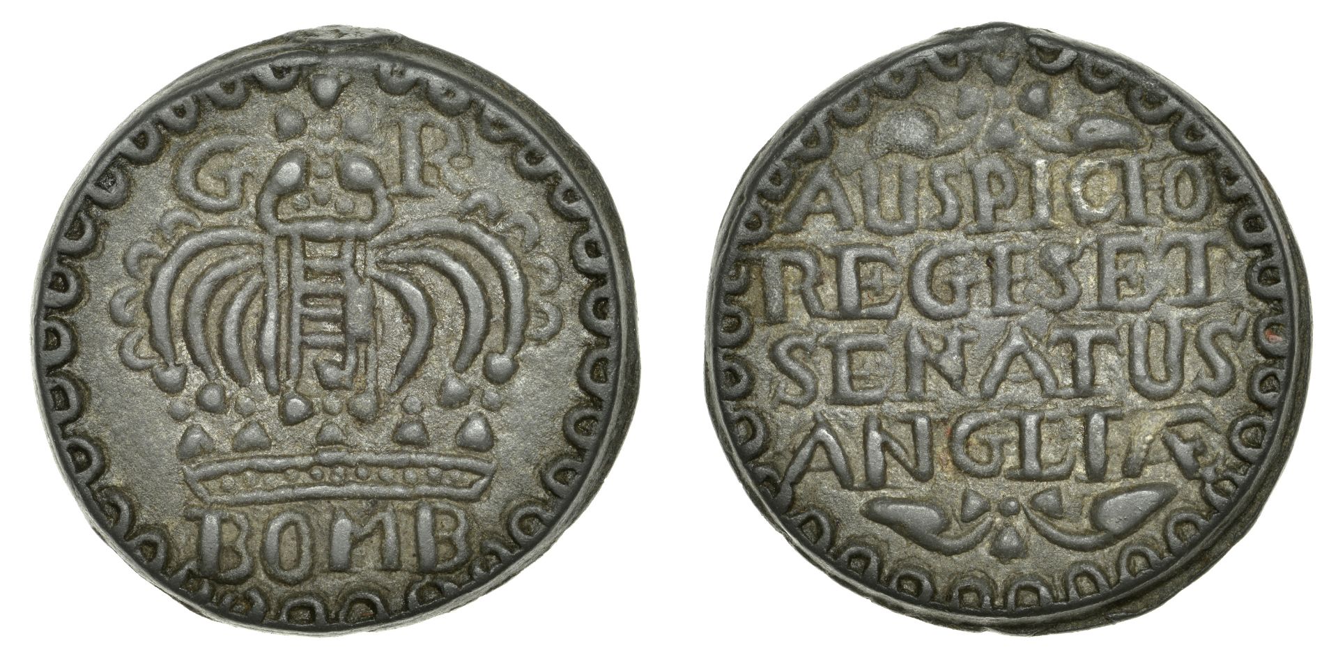 East India Company, Bombay Presidency, Early coinages: English design, zinc Double-Pice, und...