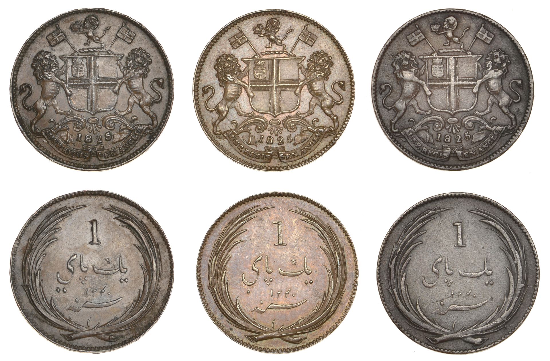 East India Company, Madras Presidency, Later coinages 1812-35, Royal Mint, London, copper Pi...