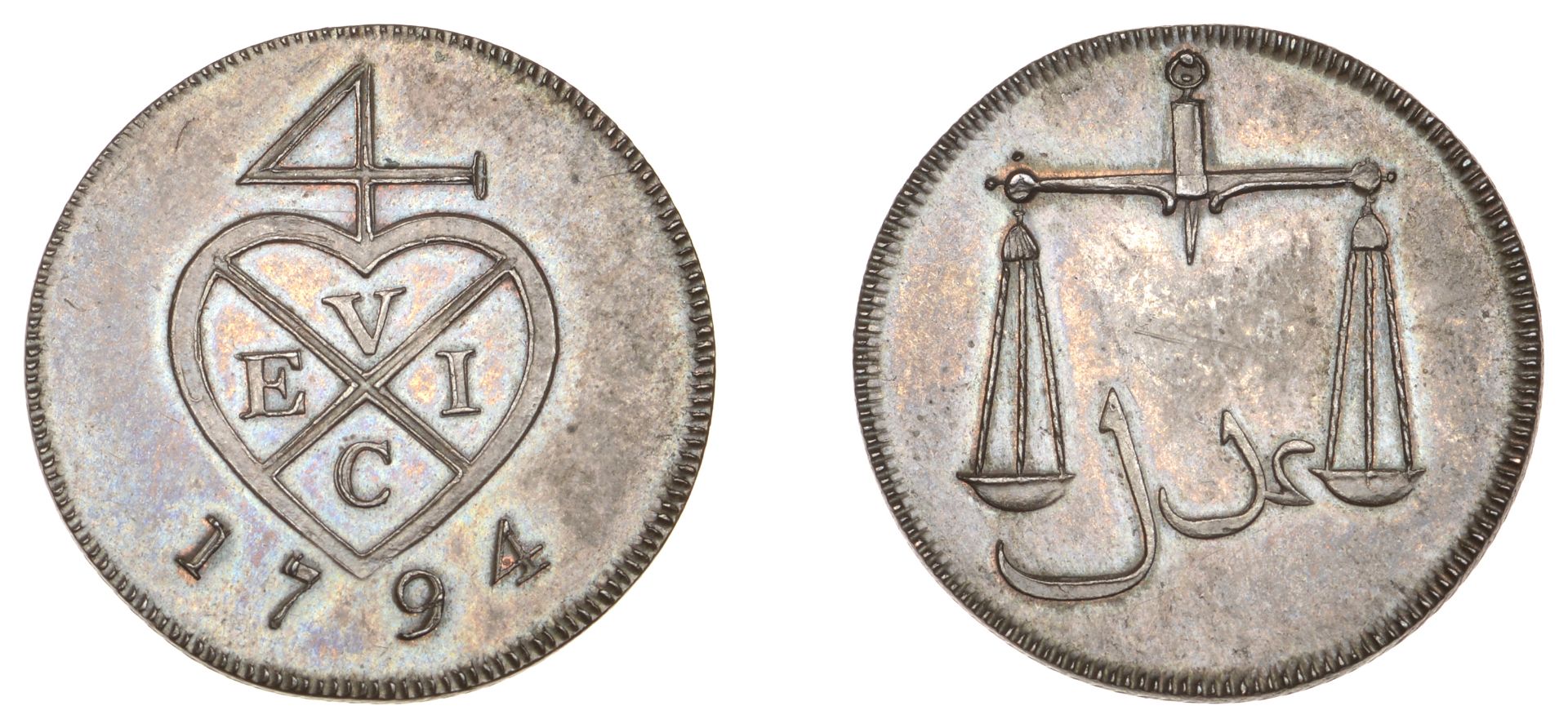 East India Company, Bombay Presidency, European Minting, 1791-4, Soho, copper Half-Pice or 2...