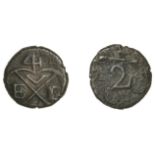 East India Company, Bombay Presidency, Early coinages: English design, copper Half-Pice in t...