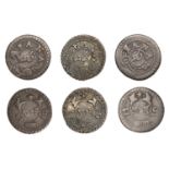 East India Company, Madras Presidency, Reformation 1807-18, silver Fanams, second issue (3),...