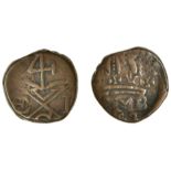 East India Company, Bombay Presidency, Early coinages: English design, copper Double-Pice in...