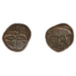 East India Company, Madras Presidency, Early coinages, copper Cash, type IV, 1737, heart-sha...