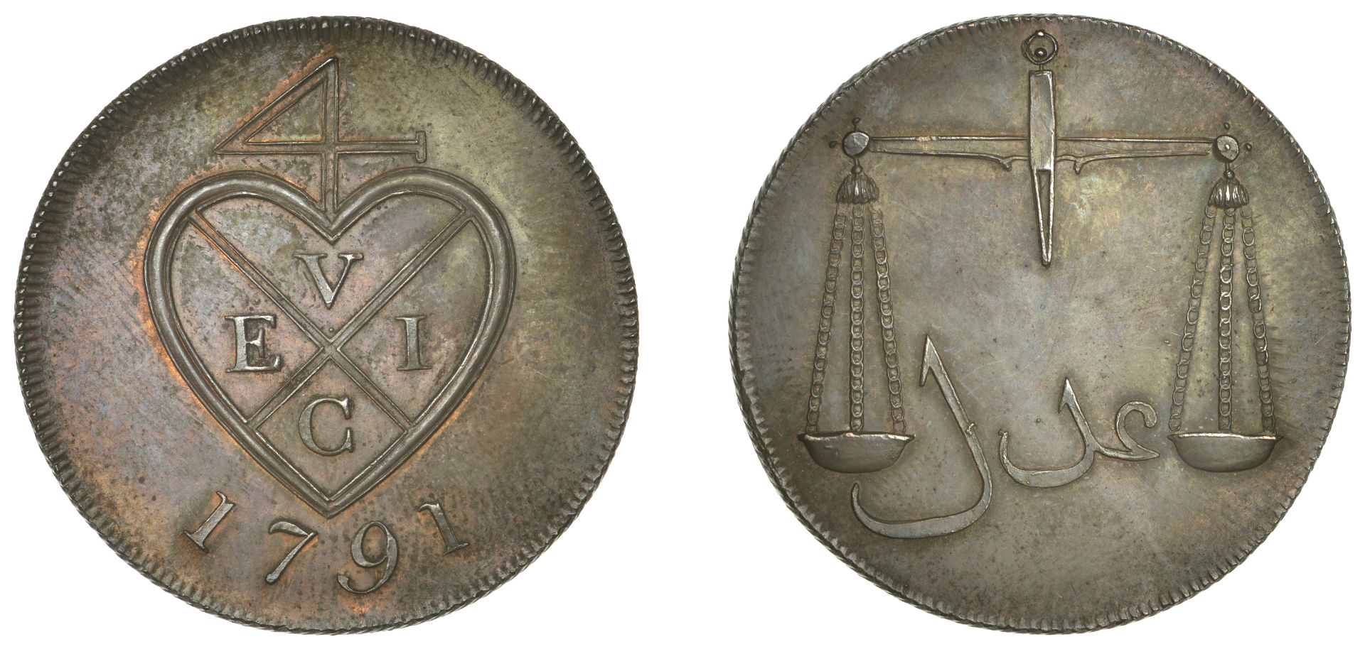 East India Company, Bombay Presidency, European Minting, 1791-4, Soho, copper Double-Pice or...