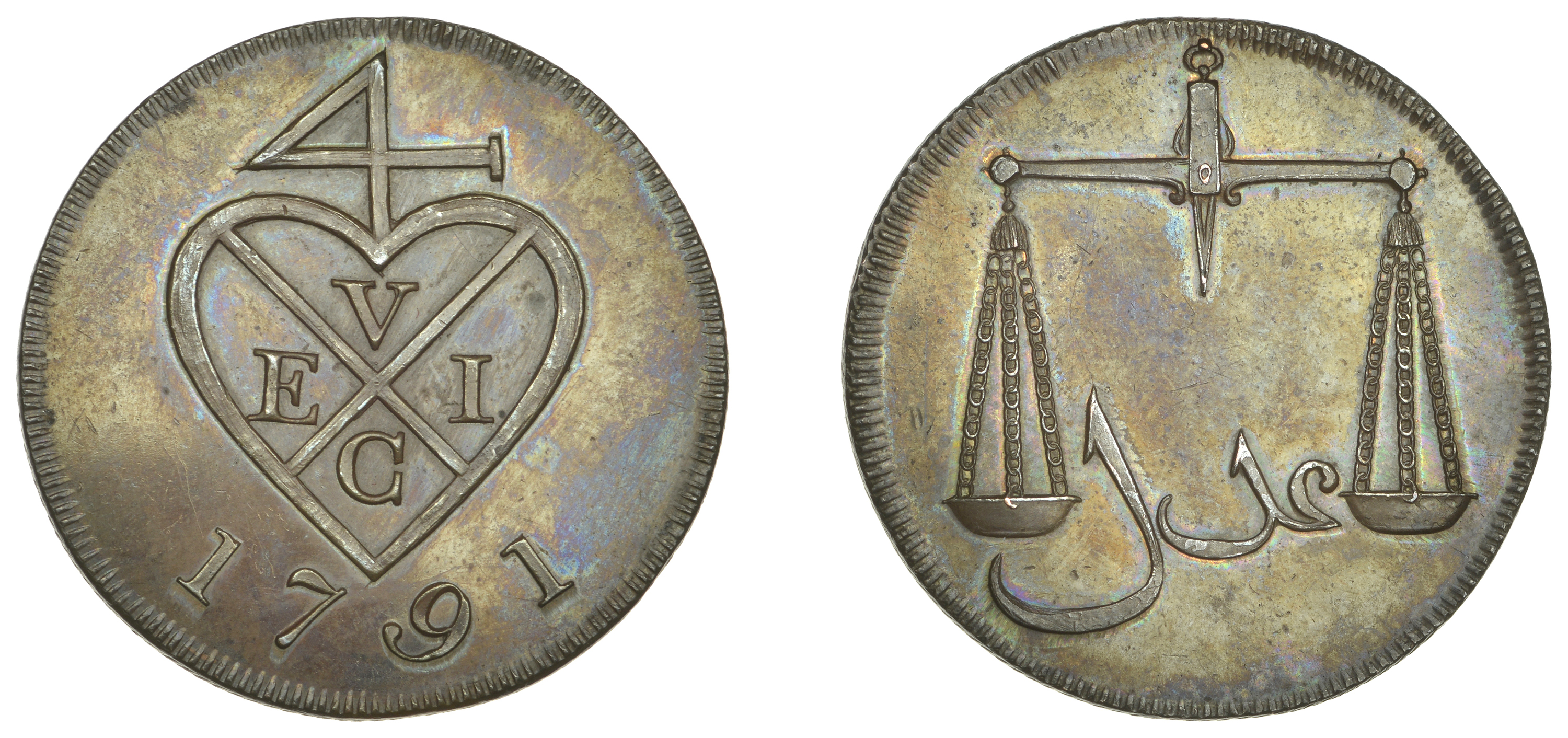 East India Company, Bombay Presidency, European Minting, 1791-4, Soho, bronzed-copper Proof...