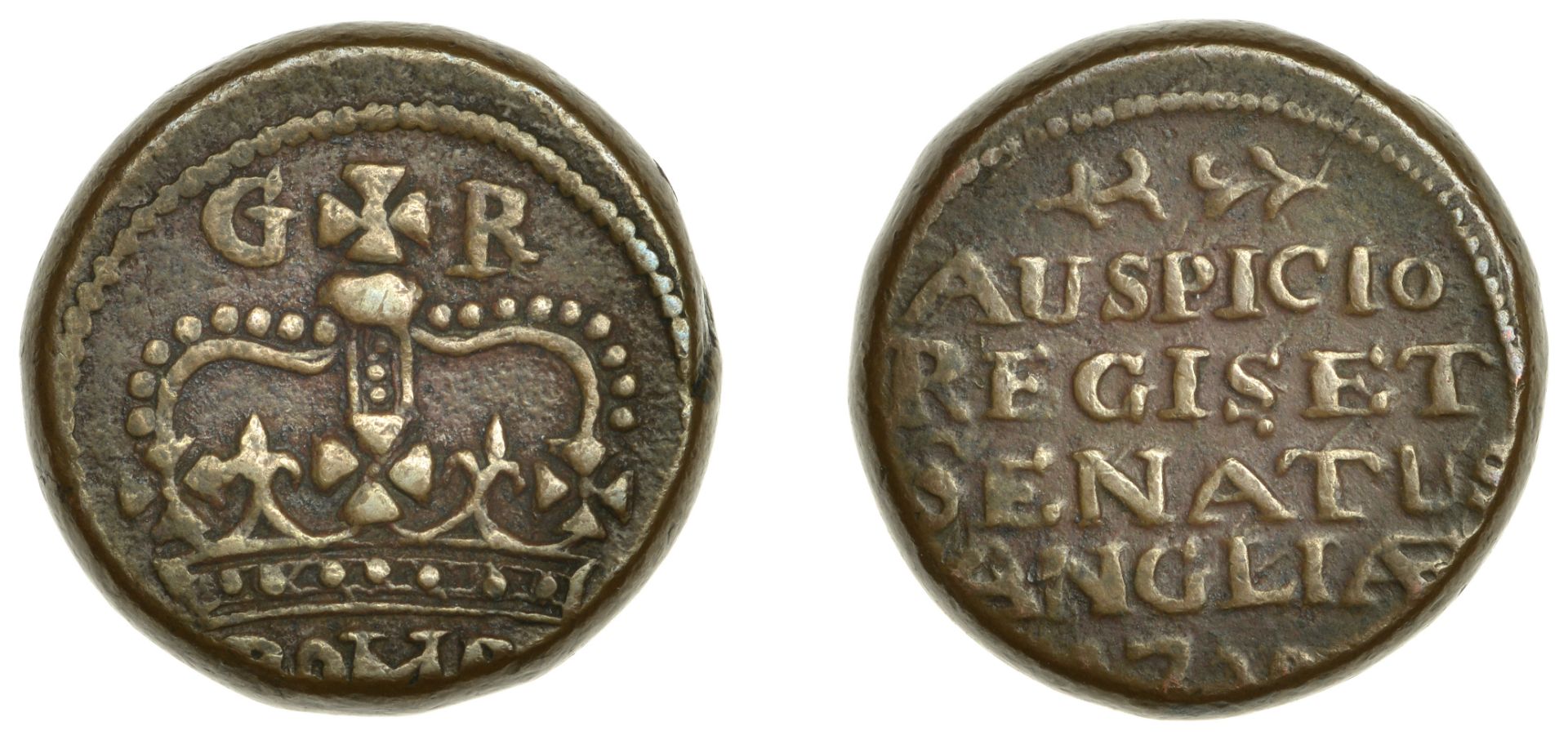 East India Company, Bombay Presidency, Early coinages: English design, copper Double-Pice in...