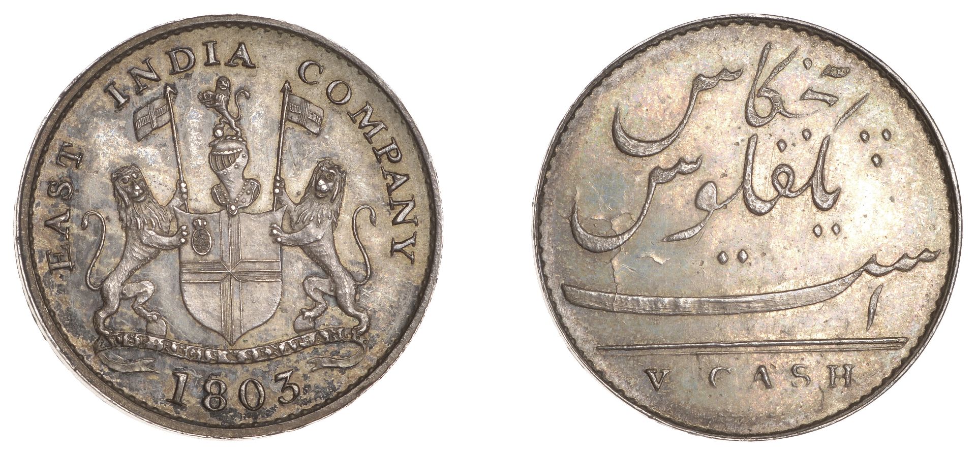 East India Company, Madras Presidency, European Minting, 1803-8, Soho, silver Proof 5 Cash,...
