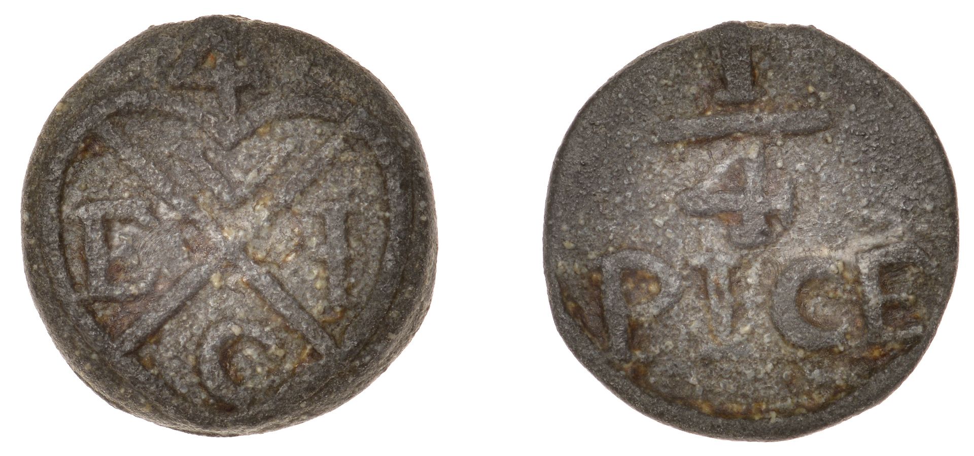 East India Company, Bombay Presidency, Early coinages: English design, zinc Quarter-Pice, un...