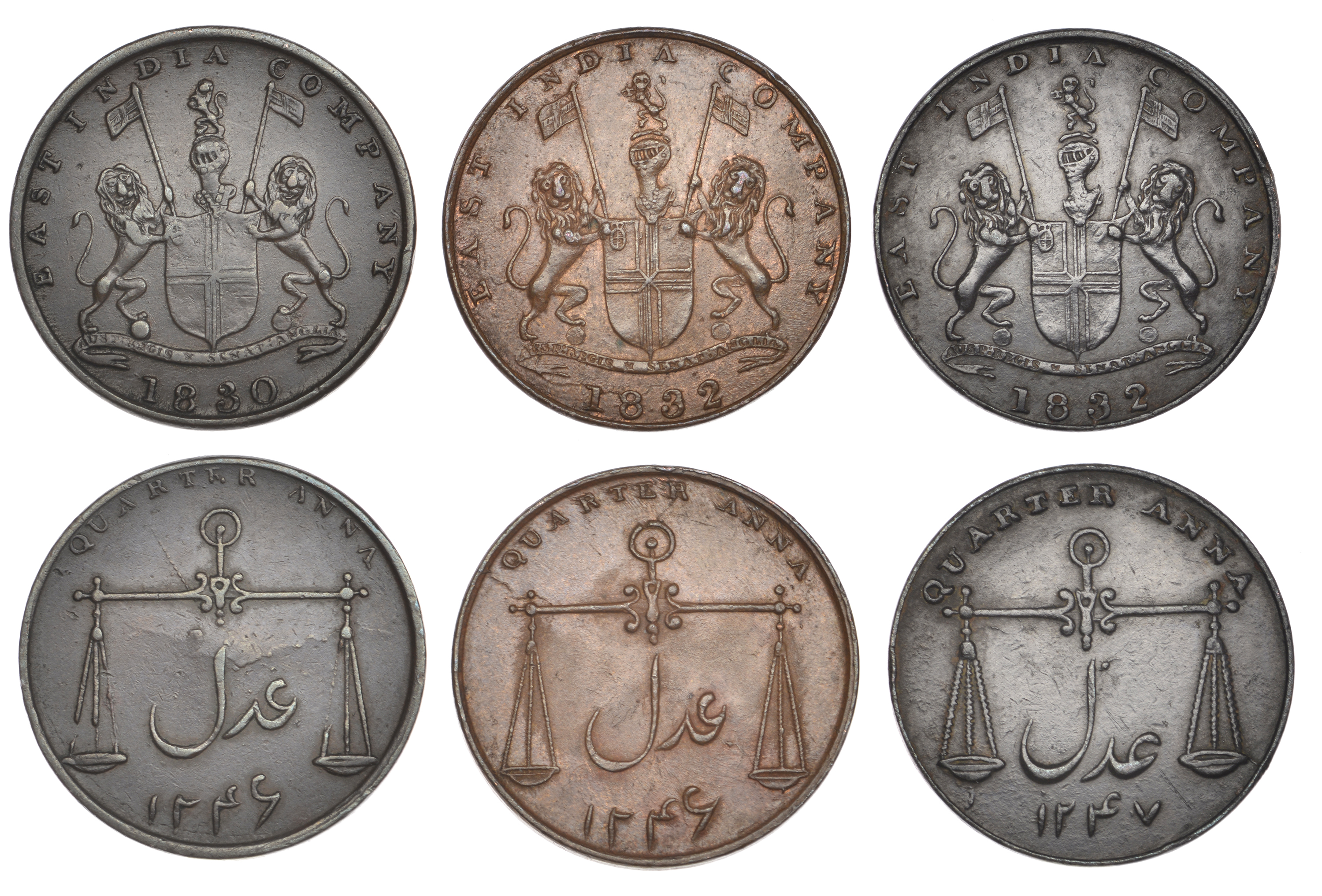 East India Company, Bombay Presidency, Later Uniform coinages, 1830-5, Bombay dies, copper Q...