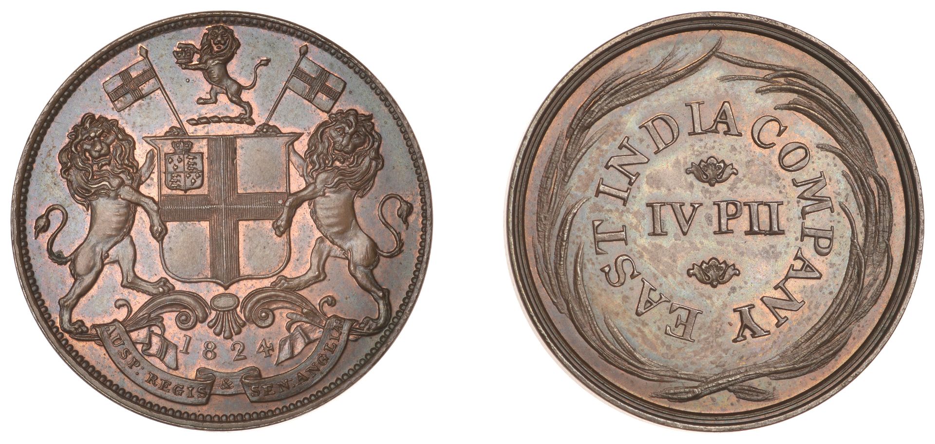 East India Company, Madras Presidency, Later coinages 1812-35, Royal Mint, London, copper Pa...