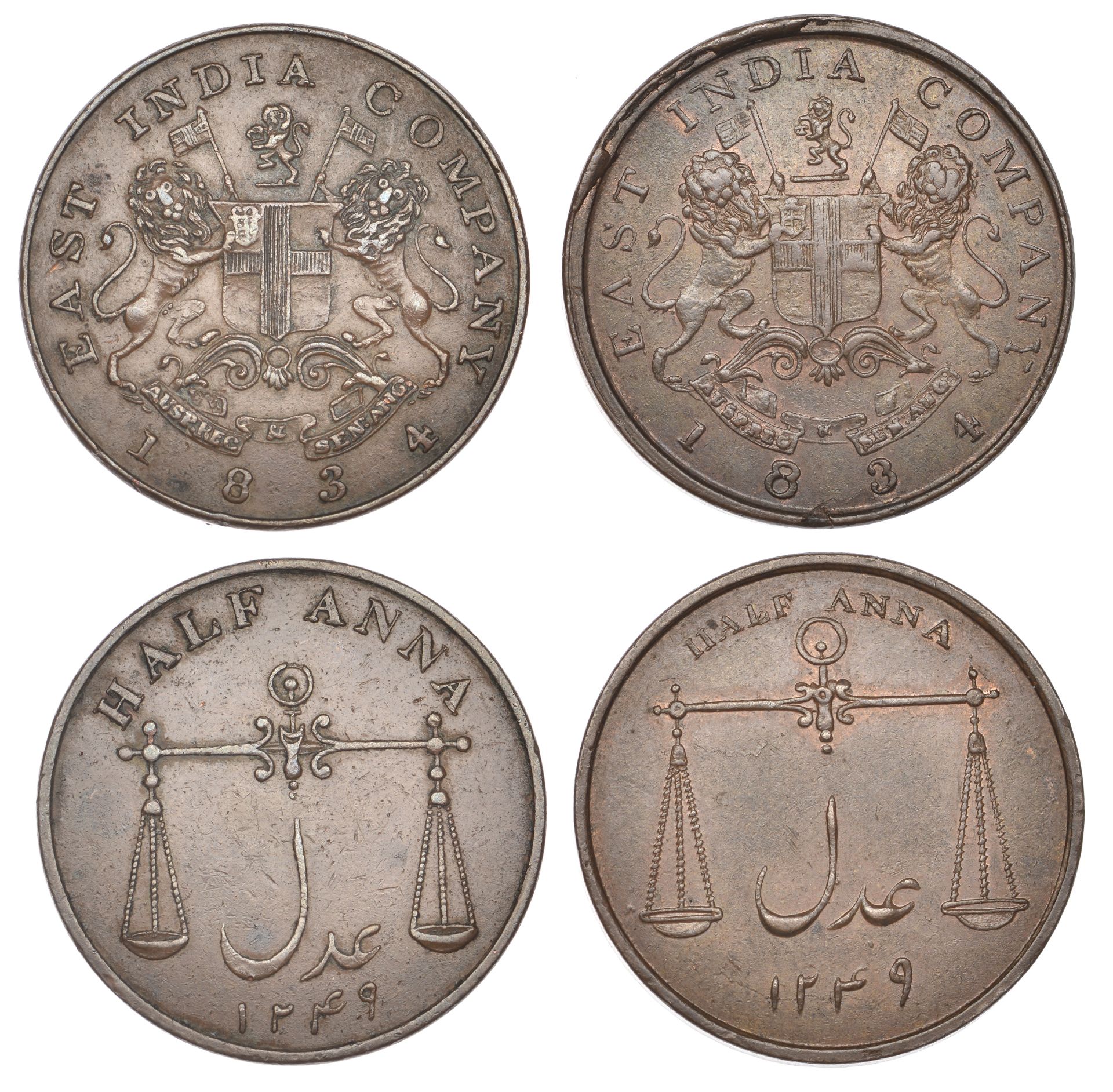 East India Company, Bombay Presidency, Later Uniform coinages, 1830-5, Calcutta dies, copper...