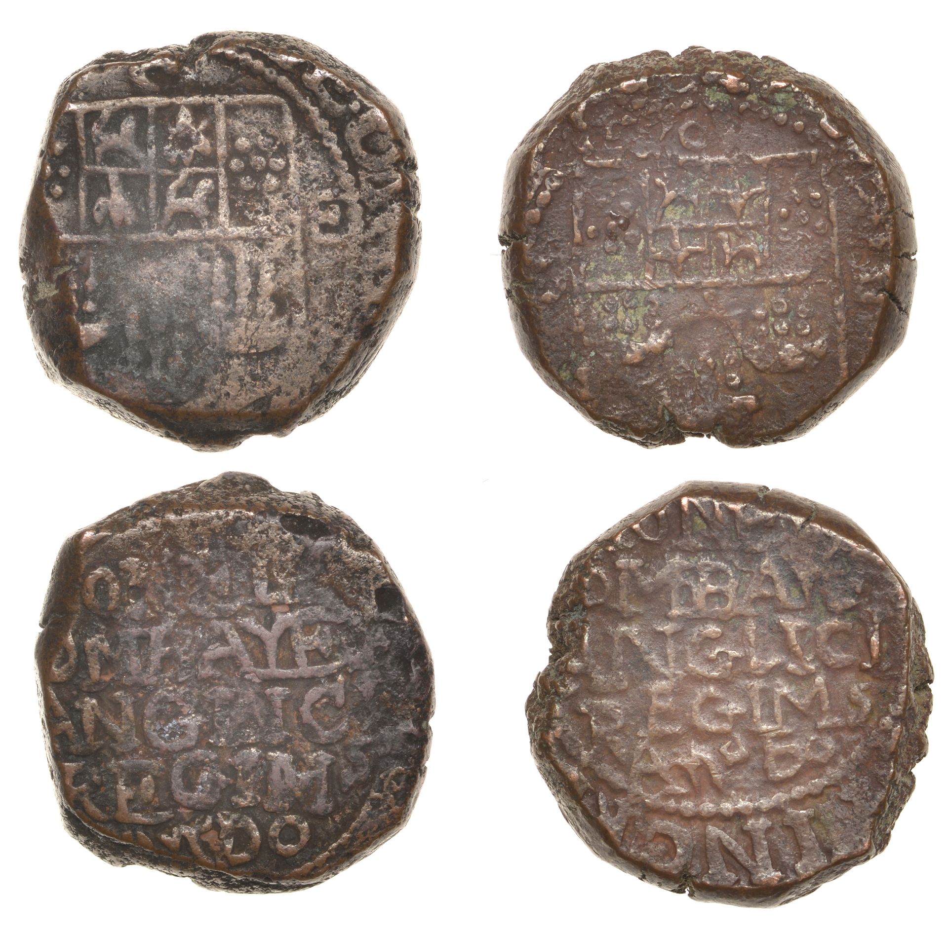 East India Company, Bombay Presidency, Early coinages: English design, copper Copperoons (2)...