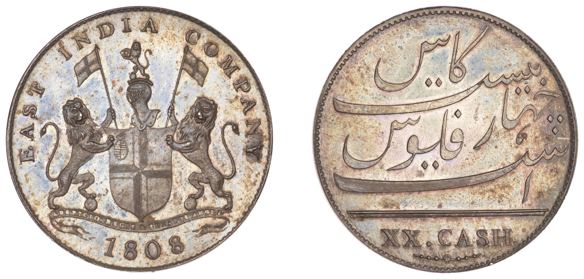 East India Company, Madras Presidency, European Minting, 1803-8, Soho, silver Proof 20 Cash,...