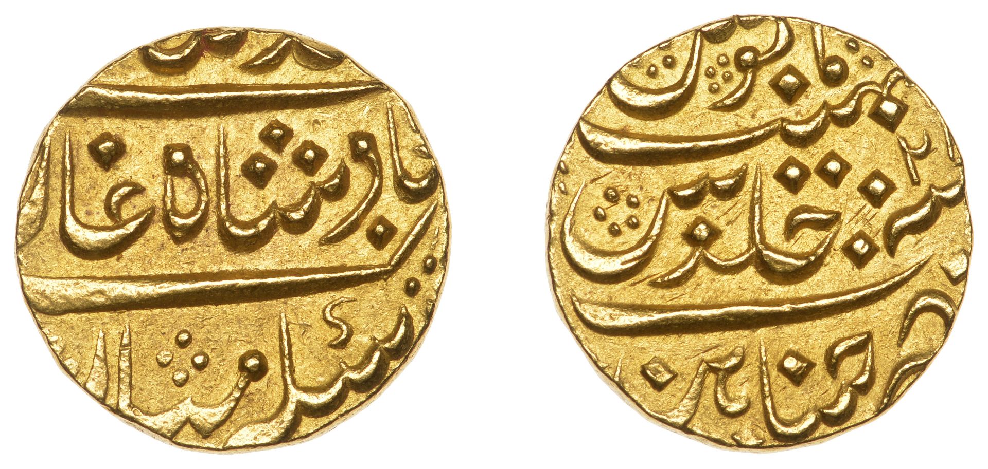 East India Company, Madras Presidency, Early coinages: Mughal style, gold Mohur, in the name...