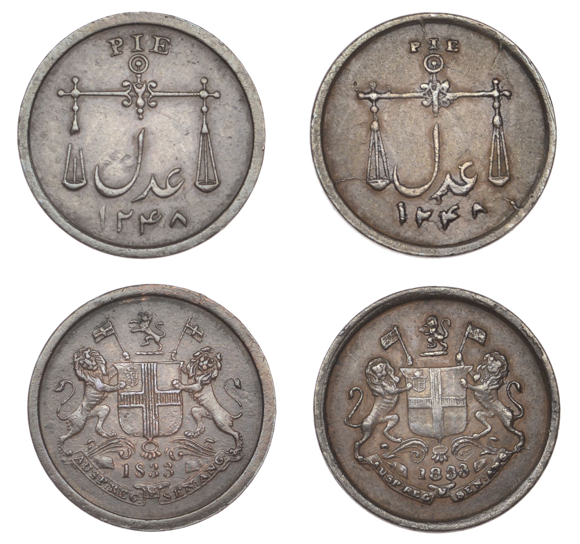 East India Company, Bombay Presidency, Later Uniform coinages, 1830-5, Calcutta dies, copper...