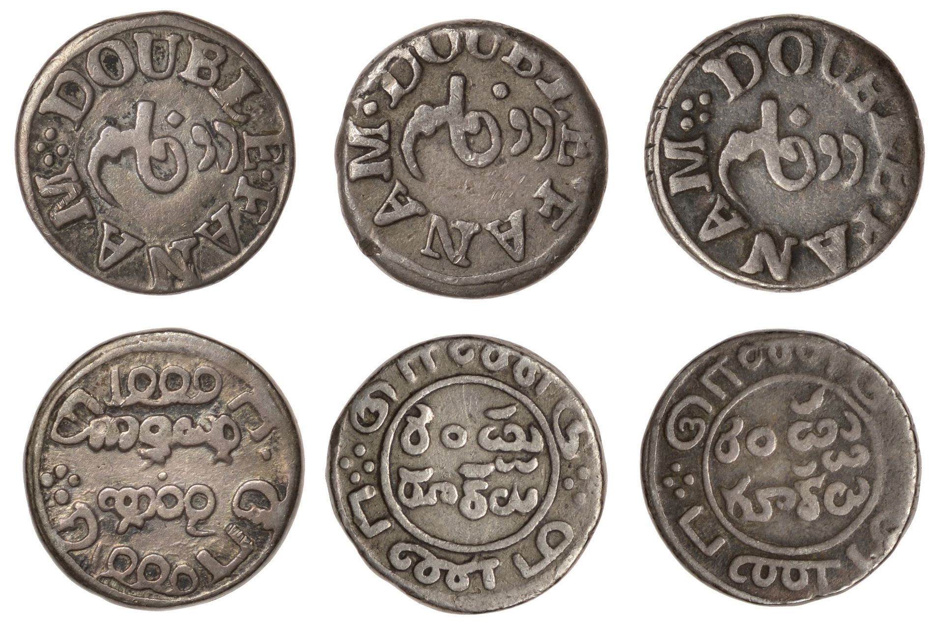 East India Company, Madras Presidency, Reformation 1807-18, silver Double Fanams, first issu...