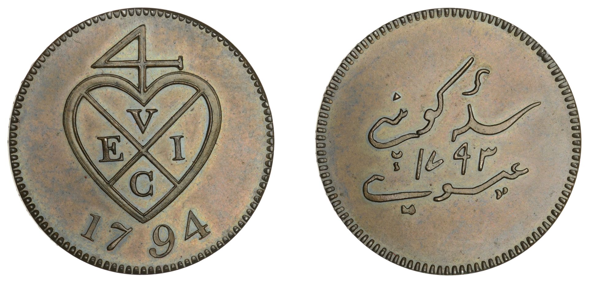 East India Company, Bombay Presidency, European Minting, 1791-4, Soho, copper Pattern Double...