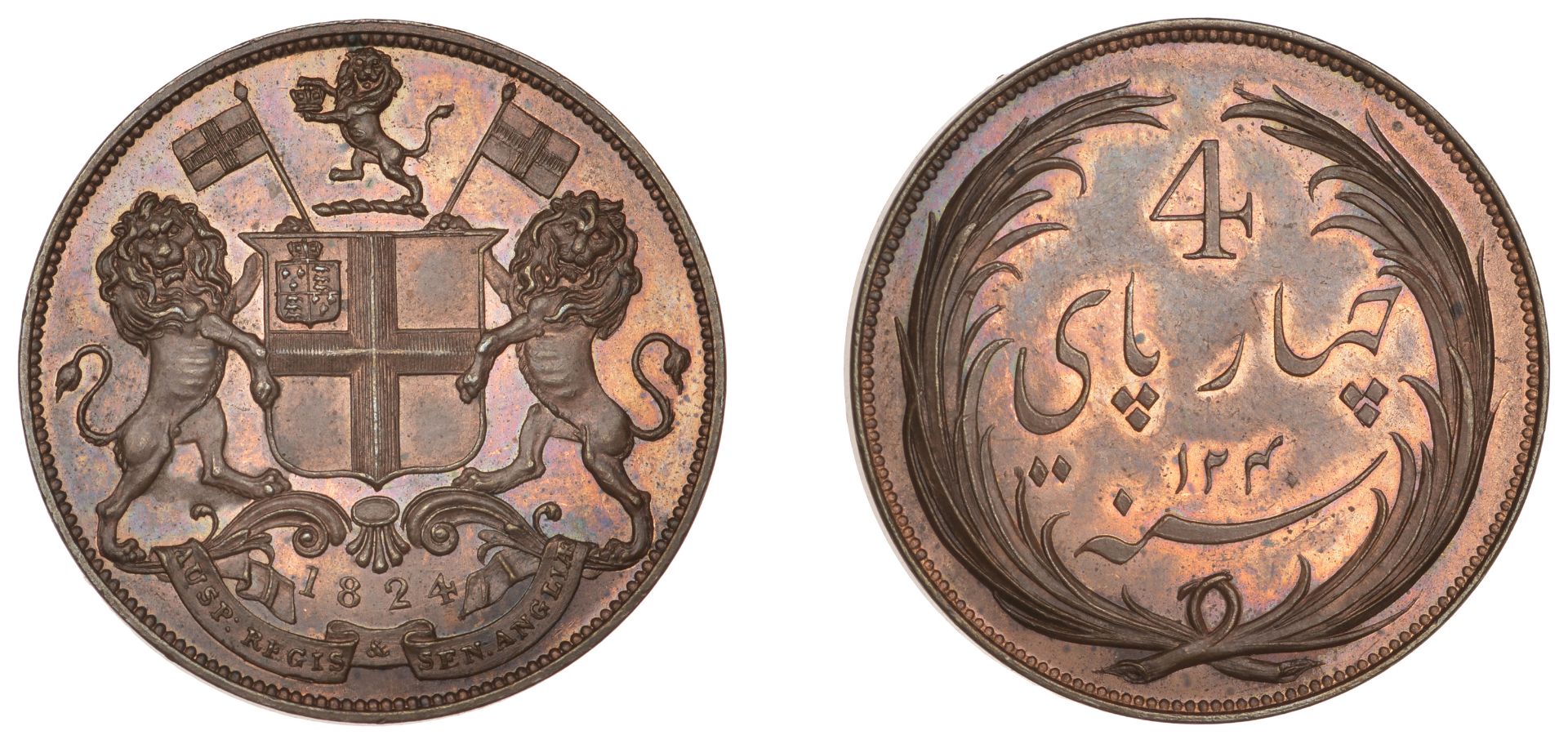 East India Company, Madras Presidency, Later coinages 1812-35, Royal Mint, London, copper Pr...