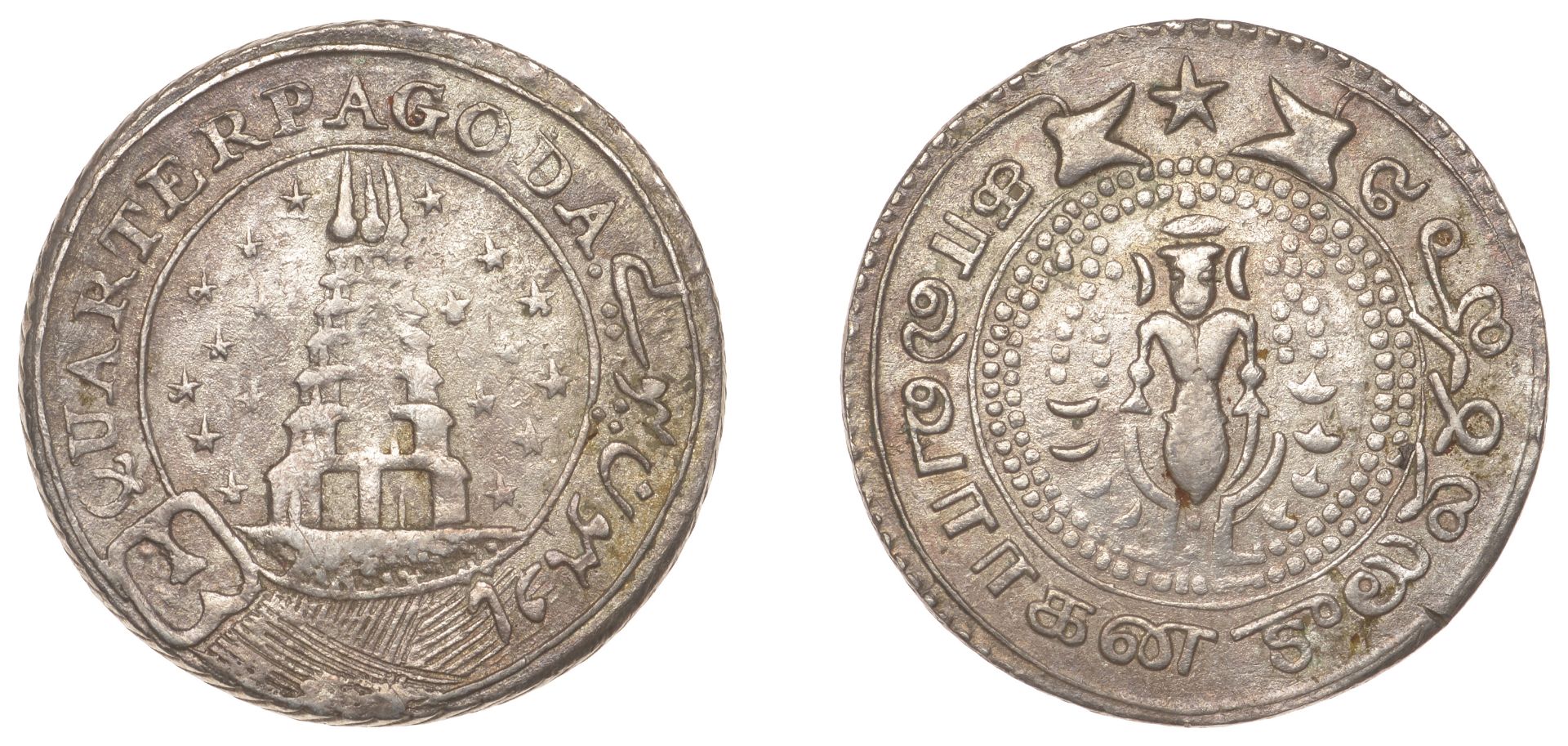 East India Company, Madras Presidency, Reformation 1807-18, silver Quarter-Pagoda, second is...