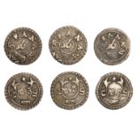 East India Company, Madras Presidency, Reformation 1807-18, silver Fanams, second issue (3),...