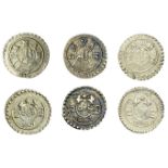 East India Company, Madras Presidency, Reformation 1807-18, silver Fanams, second issue (3),...