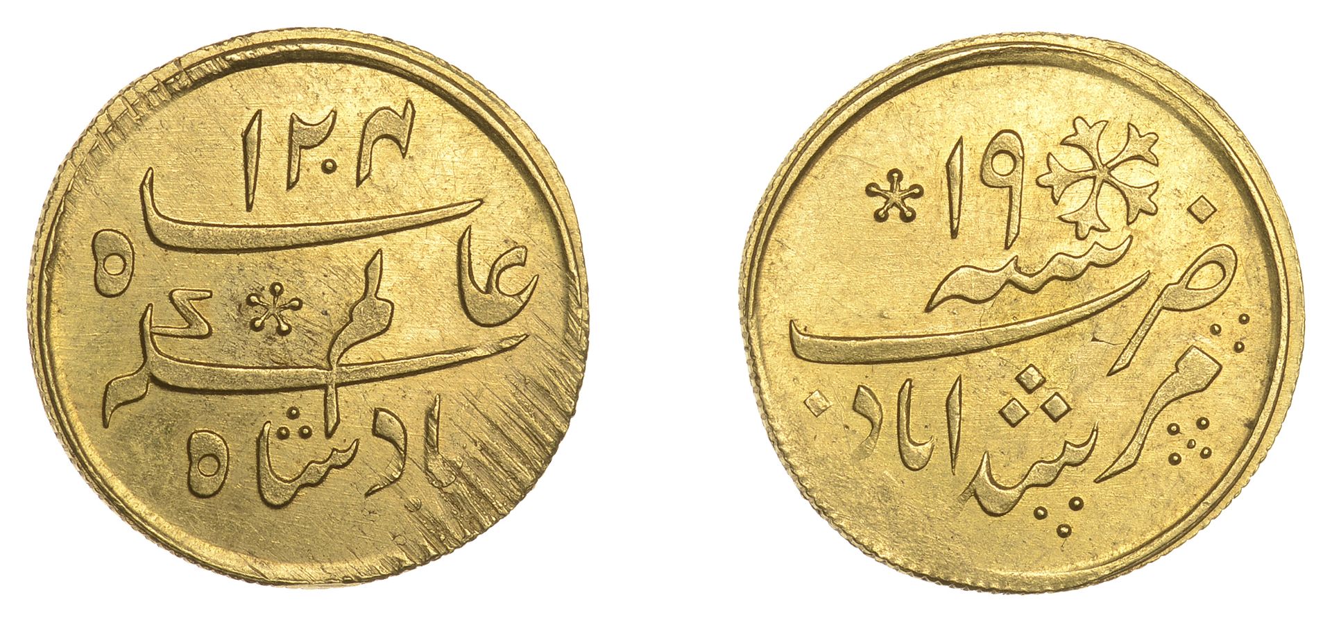 East India Company, Bengal Presidency, Calcutta Mint: Third milled issue, gold Quarter-Mohur...