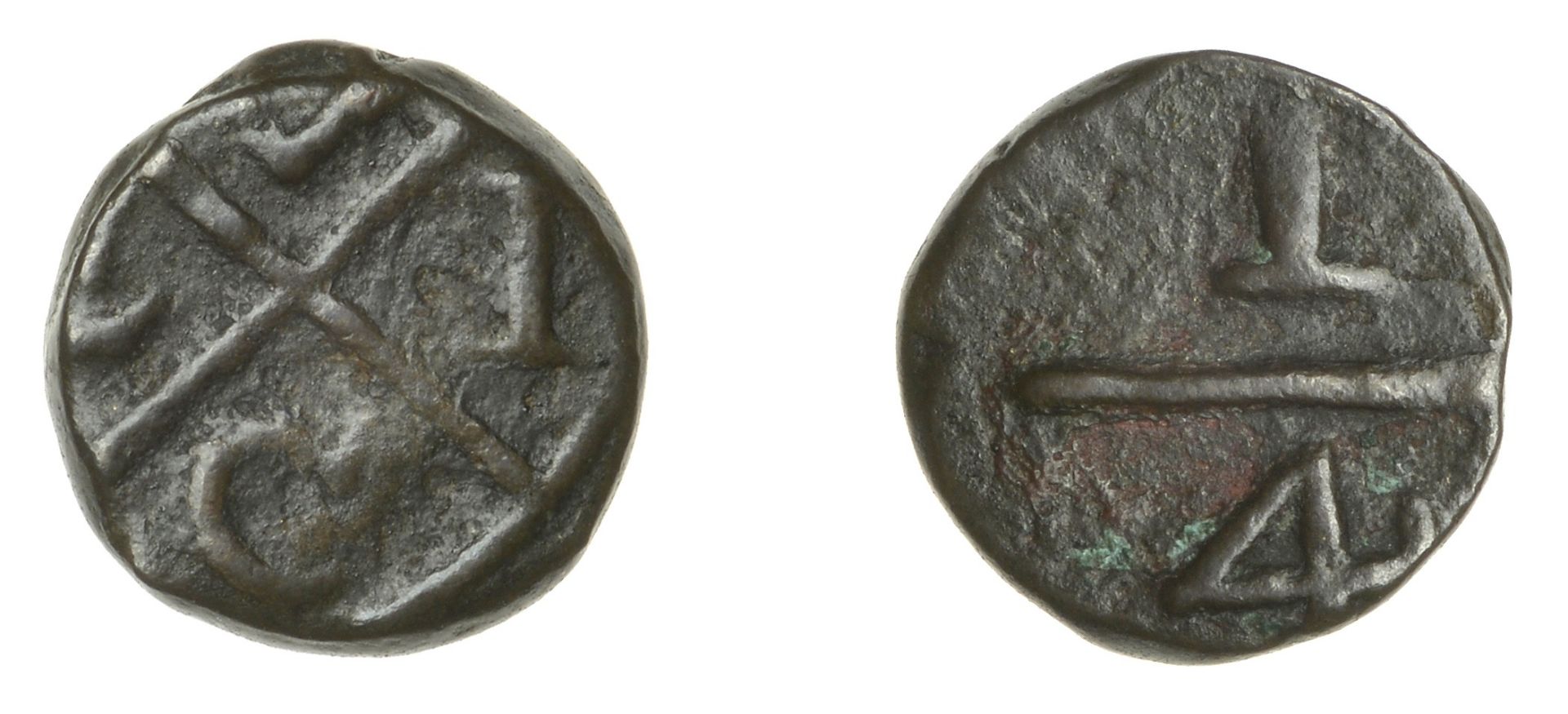 East India Company, Bombay Presidency, Early coinages: English design, copper Quarter-Pice i...