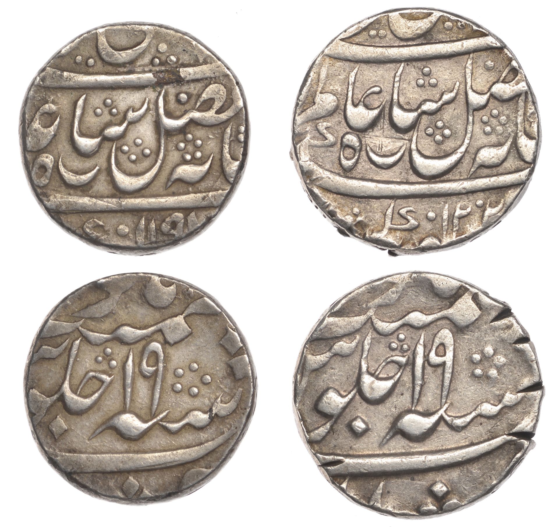 East India Company, Bengal Presidency, Calcutta Mint: 19 Sun Sicca coinage, silver Rupees (2...