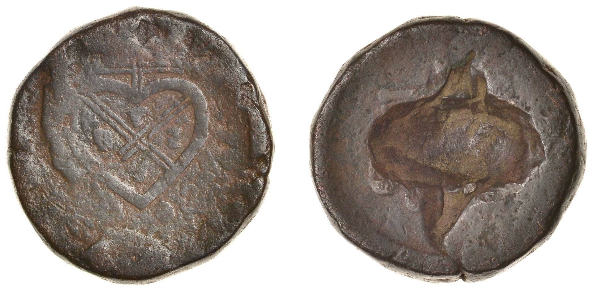 East India Company, Bombay Presidency, Later coinages: Local minting, copper 4 Pice, 1802, b...