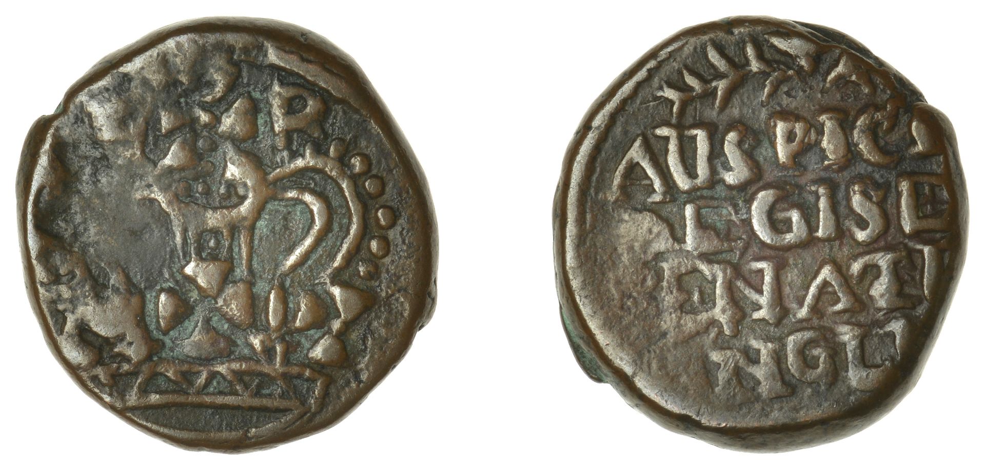 East India Company, Bombay Presidency, Early coinages: English design, copper Pice in the na...