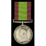 The Second Afghan War Medal awarded to Sergeant W. Kelly, 66th Regiment of Foot, who was sev...