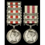 The very rare three-clasp Indian Mutiny medal to original defender Assistant Surgeon G. B. H...