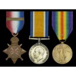 Three: Private J. J. Brown, South Staffordshire Regiment 1914 Star, with clasp (9691 Pte. J...