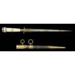 Royal Naval Georgian Period Midshipman's Dirk. Stiletto blade, straight gilt quillon with r...