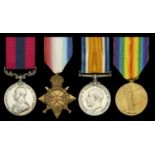 An early Great War D.C.M. group of four awarded to Private A. E. Holton, 3rd Battalion, Rifl...