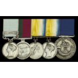 The rare First Burma and First Afghan Wars group of five awarded to Quartermaster-Sergeant J...