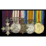 A Great War O.B.E. group of five awarded to Lieutenant F. Terrill, Royal Navy, who was servi...