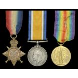 Three: Gunner M. Flood, Royal Field Artillery 1914 Star (35597 Gnr: M. Flood. R.F.A.); Br...