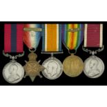 A fine Great War 'Old Contemptibles' 1914 D.C.M. group of five awarded to Corporal A. A. Pag...