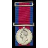 The Waterloo medal awarded to Lieutenant W. A. Griffiths, 23rd Foot, who was wounded in the...