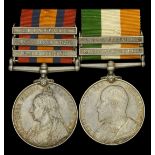 Pair: Private A. Harper, Royal Berkshire Regiment Queen's South Africa 1899-1902, 3 clasp...