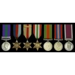 Seven: Private J. Green, The Buffs General Service 1918-62, 1 clasp, Palestine (6281965....