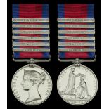 The Military General Service Medal awarded to Private George Riley, 6th Foot, who was severe...