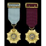 Order of British India (2), 1st Class, 1st type badge, gold (15ct) with sky blue enamel cent...